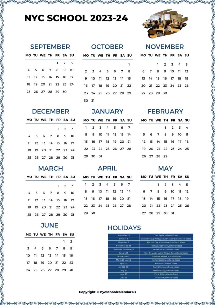 NYC School calendar