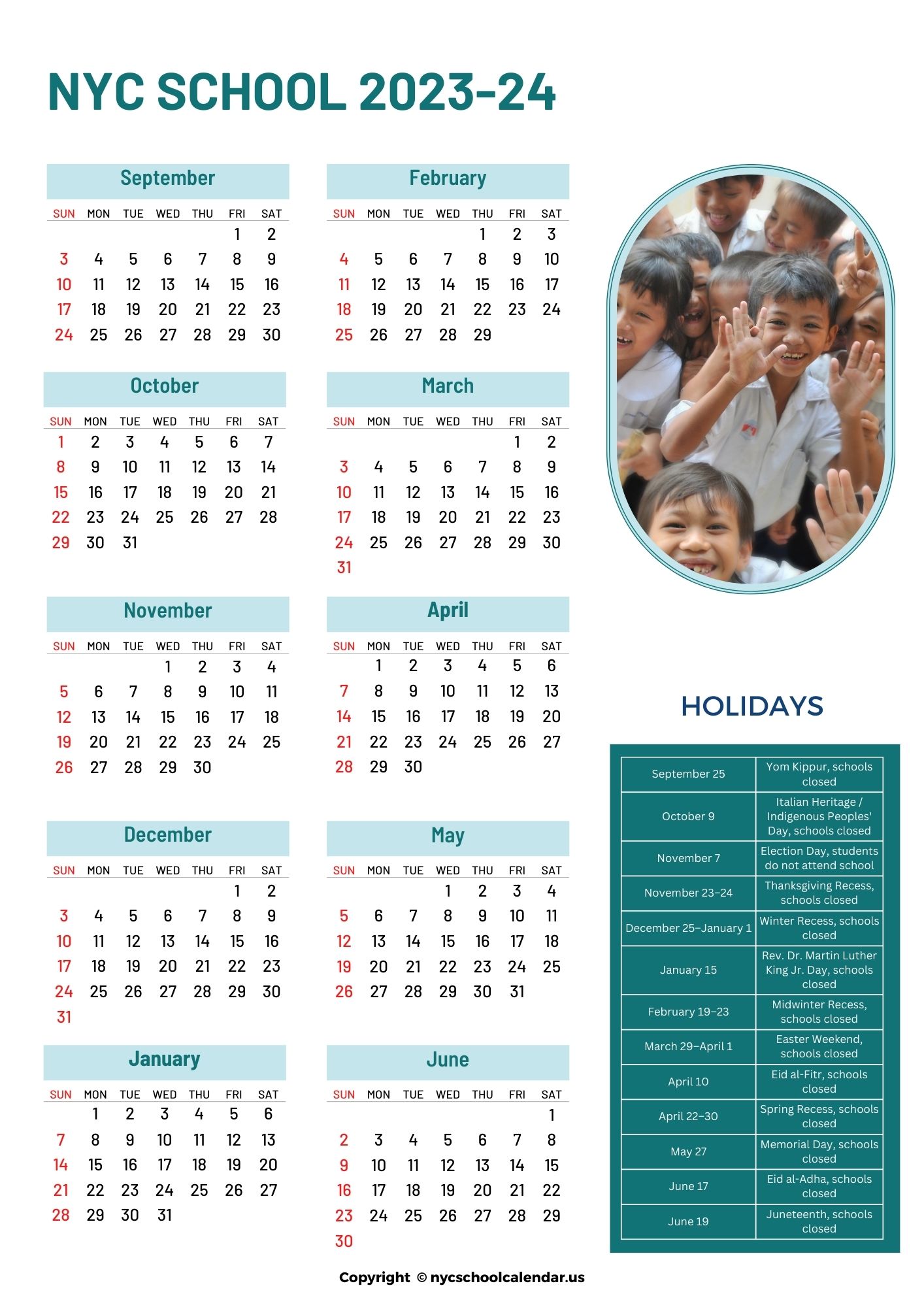 NYC School Calendar 202324 With Holidays [NYC DOE Calendar]